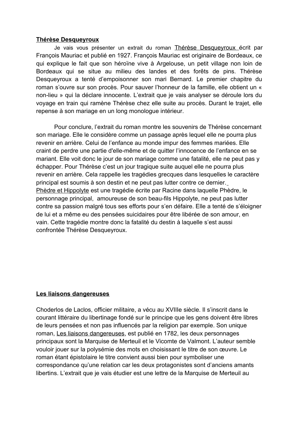 Prévisualisation du document Introductions et conclusions pour certains textes à l'oral du bac de français