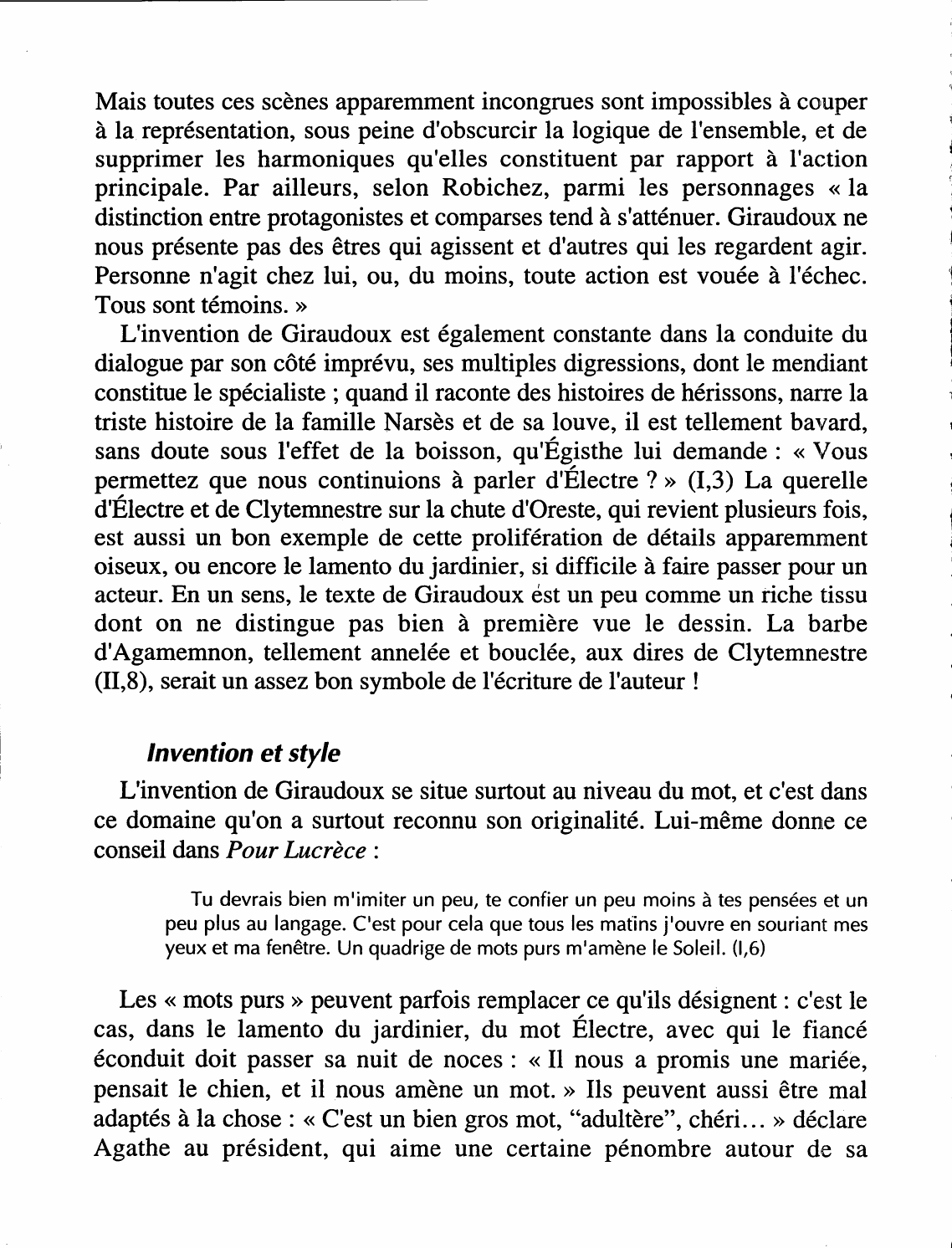 Prévisualisation du document Invention et poésie de Giraudoux dans Électre