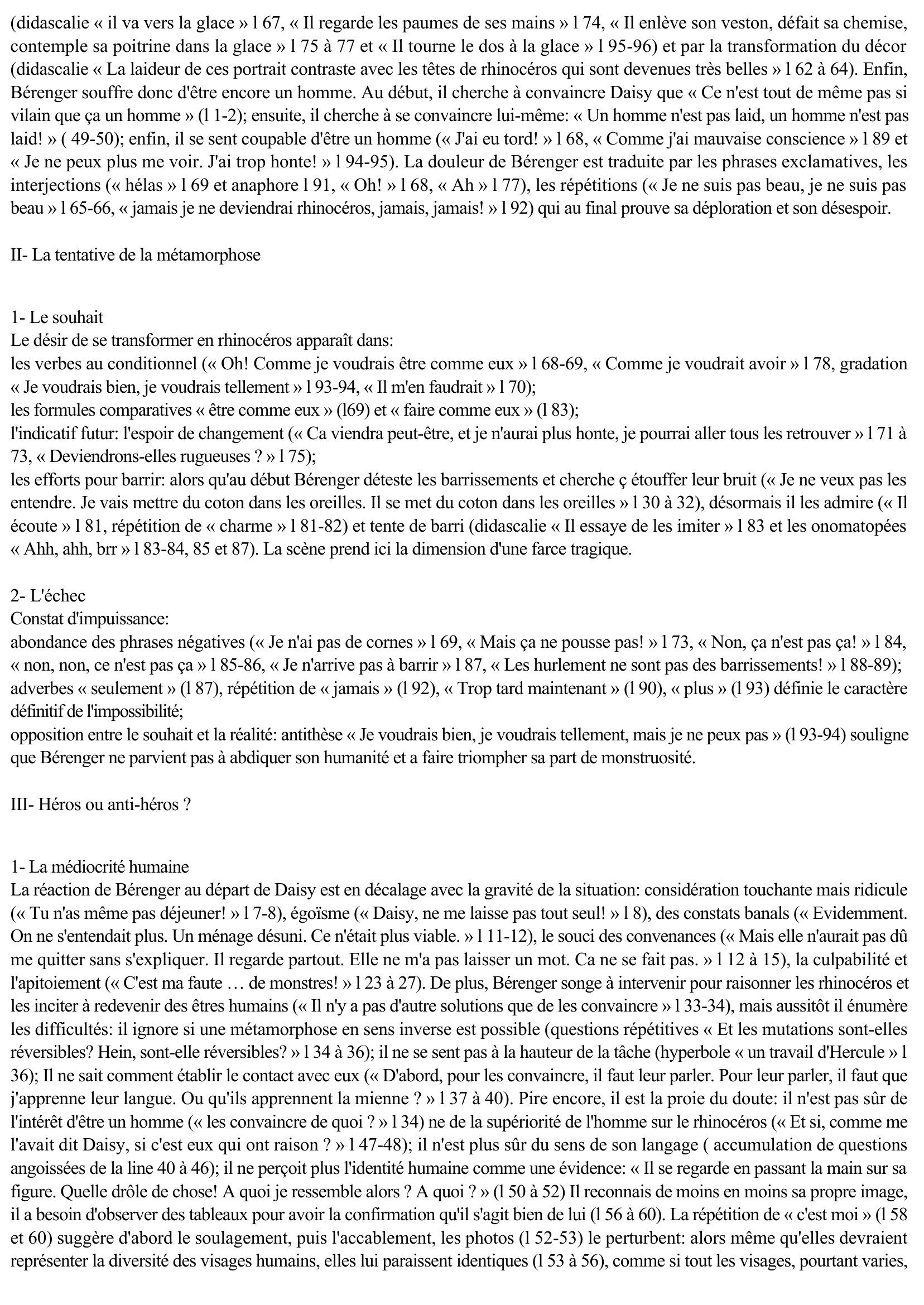 Prévisualisation du document Ionesco, Rhinocéros III Le monologue final