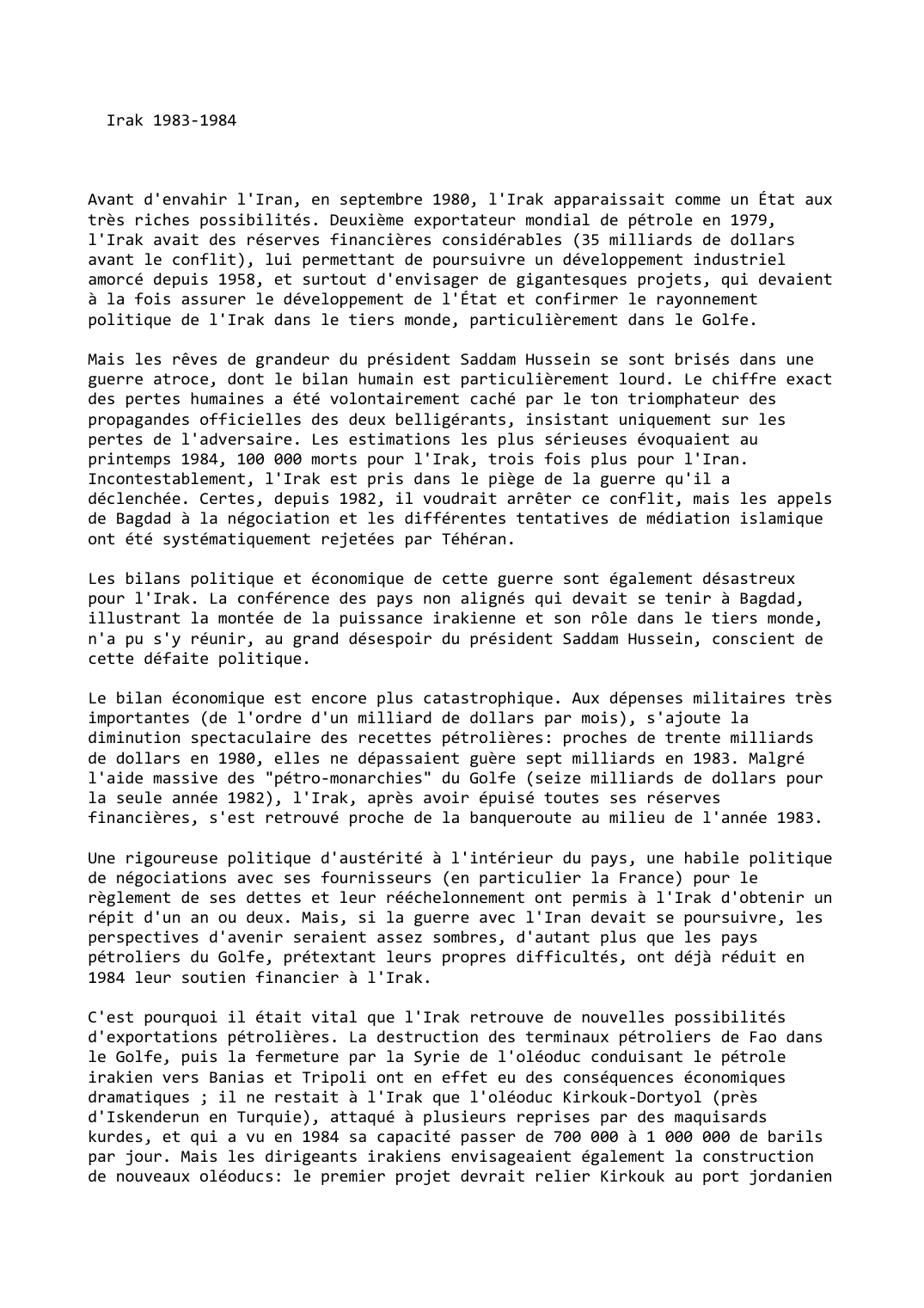 Prévisualisation du document Irak (1983-1984)