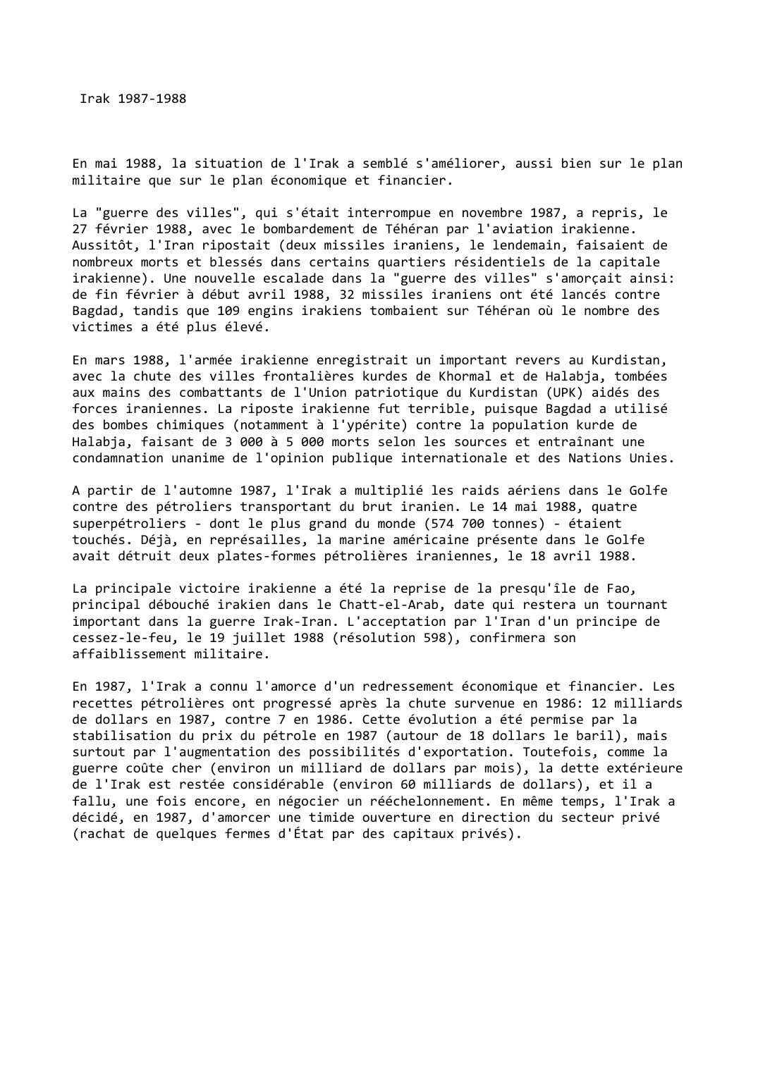 Prévisualisation du document Irak (1987-1988)