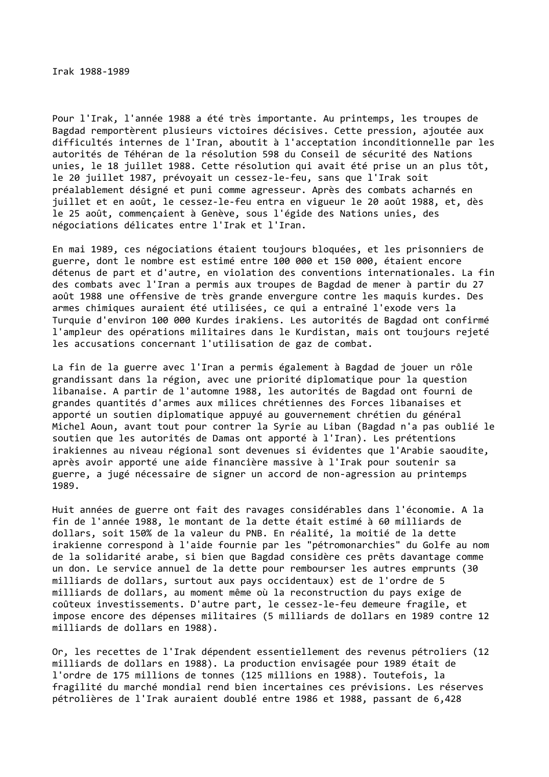 Prévisualisation du document Irak (1988-1989)