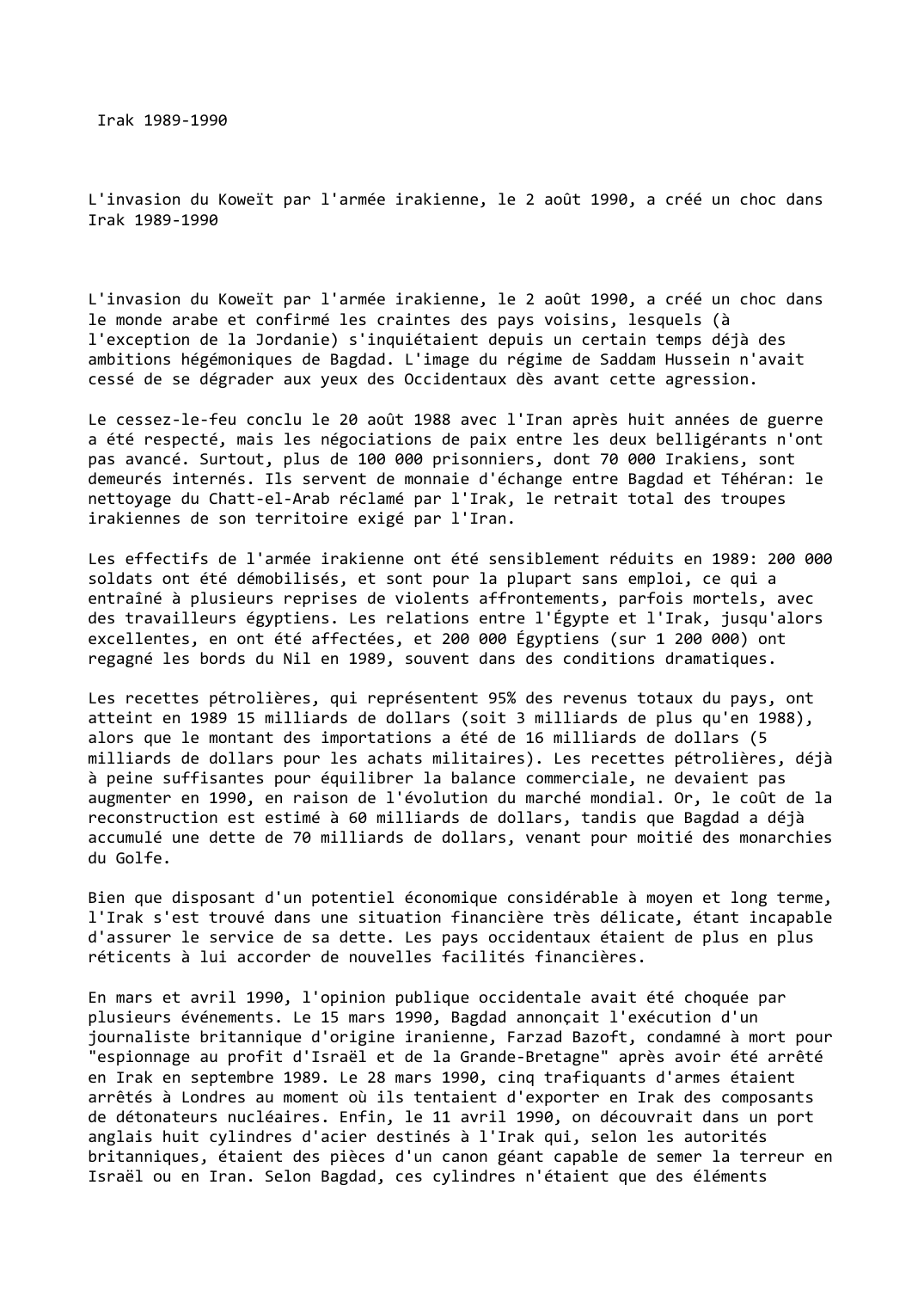 Prévisualisation du document Irak (1989-1990)