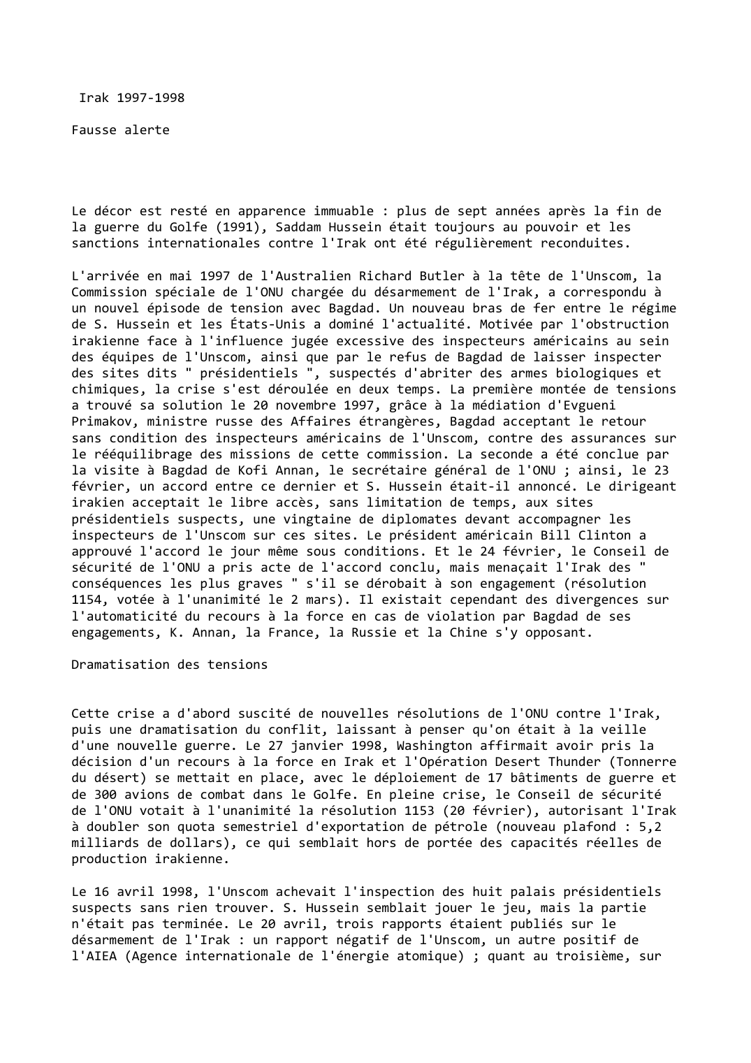Prévisualisation du document Irak (1997-1998)

Fausse alerte