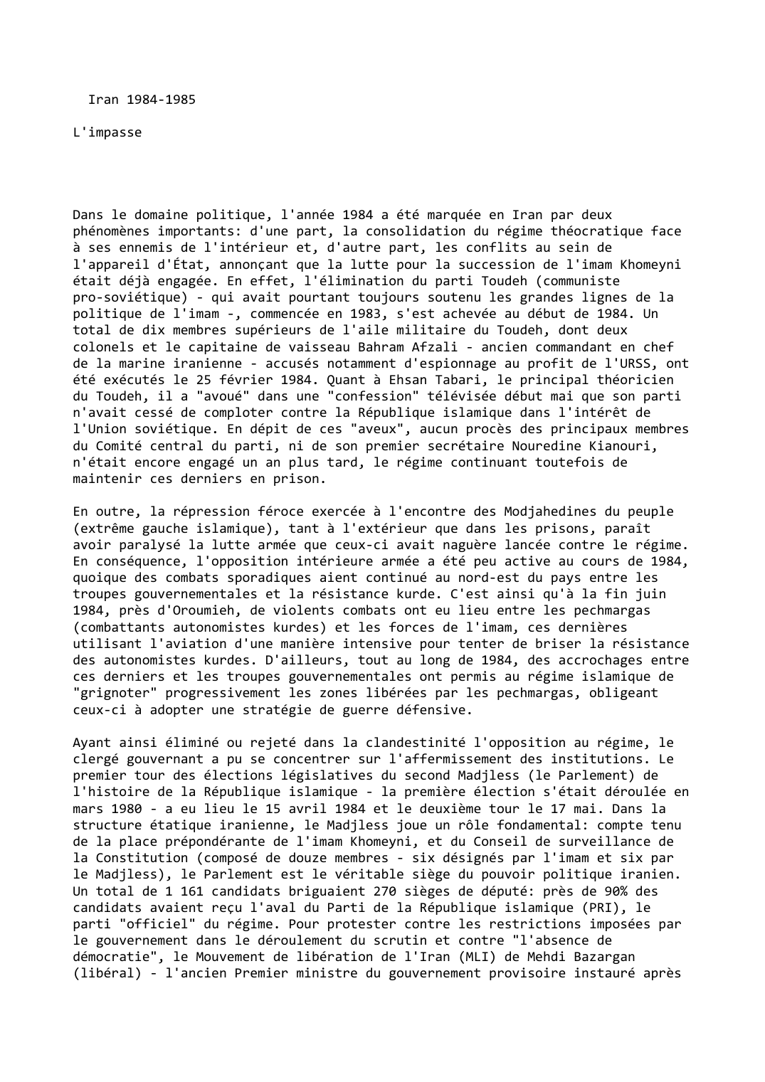 Prévisualisation du document Iran (1984-1985)

L'impasse