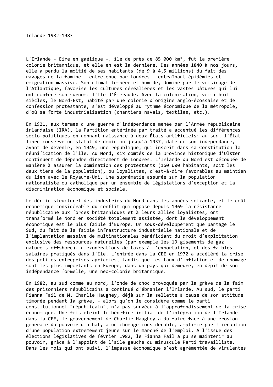 Prévisualisation du document Irlande (1982-1983)
