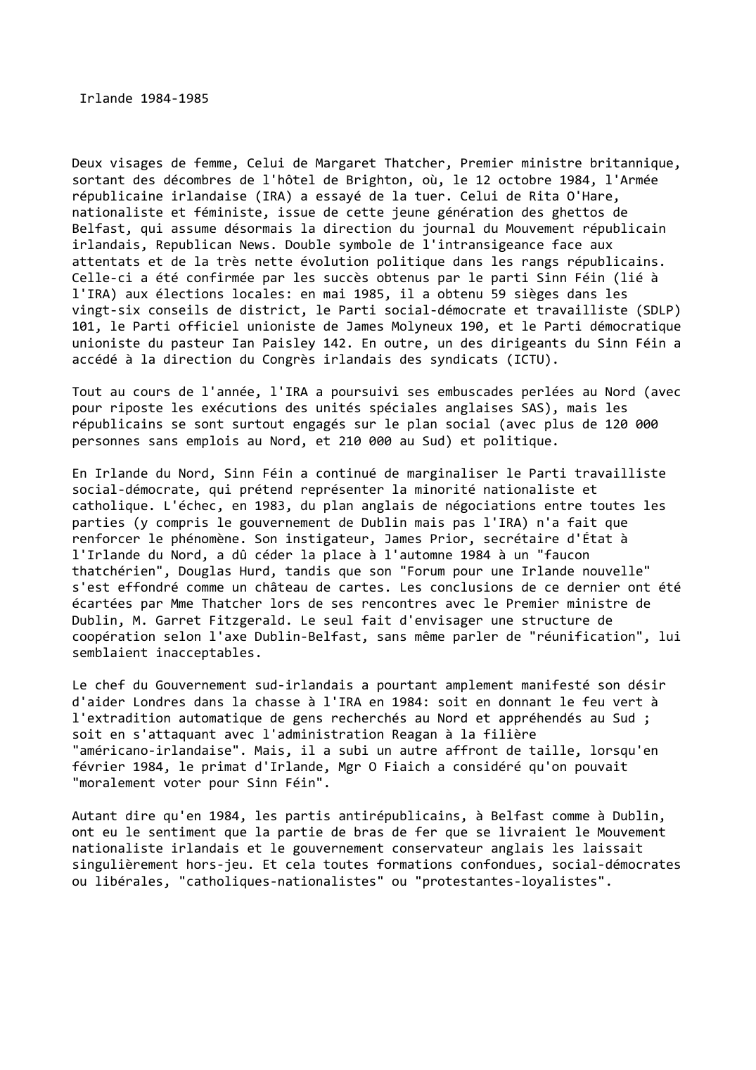 Prévisualisation du document Irlande (1984-1985)