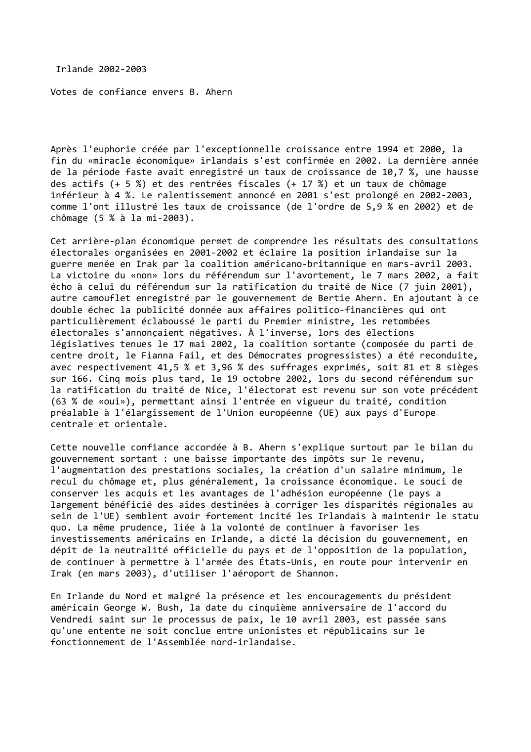 Prévisualisation du document Irlande( 2002-2003)

Votes de confiance envers B. Ahern