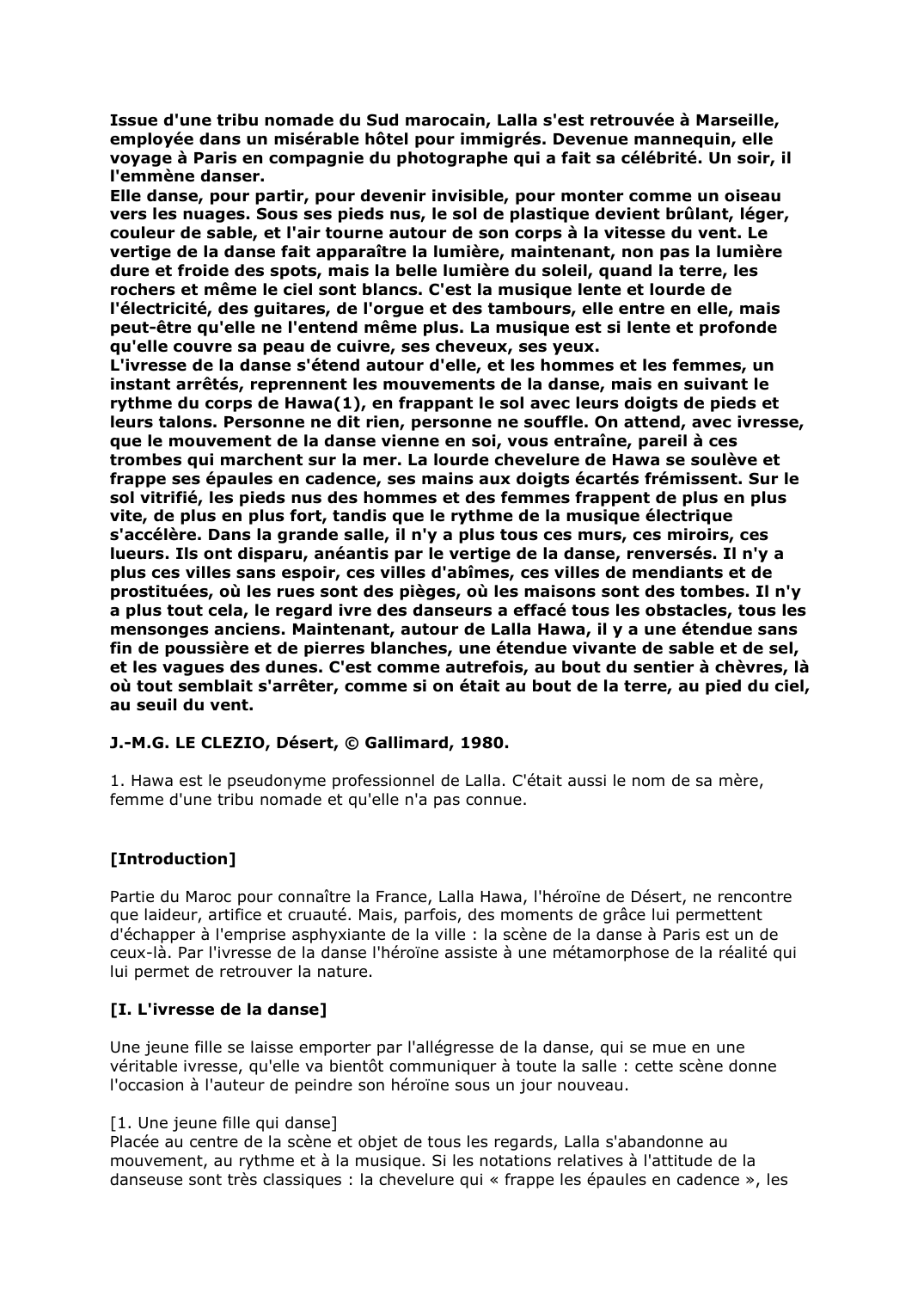 Prévisualisation du document Issue d'une tribu nomade du Sud marocain, Lalla s'est retrouvée à Marseille - J.-M.G. LE CLEZIO, Désert, © Gallimard, 1980.