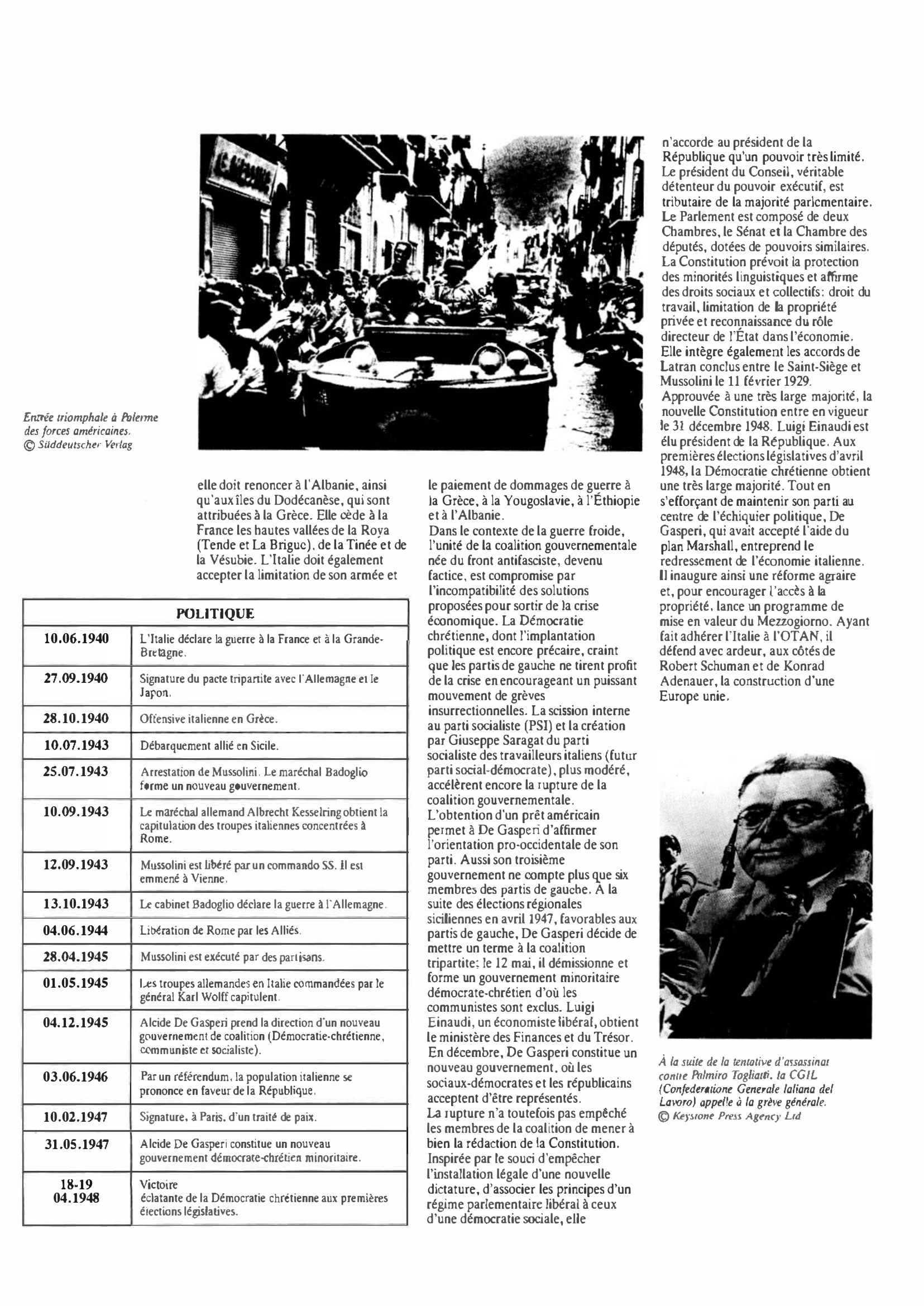 Prévisualisation du document Italie de 1940 à 1949 : Histoire