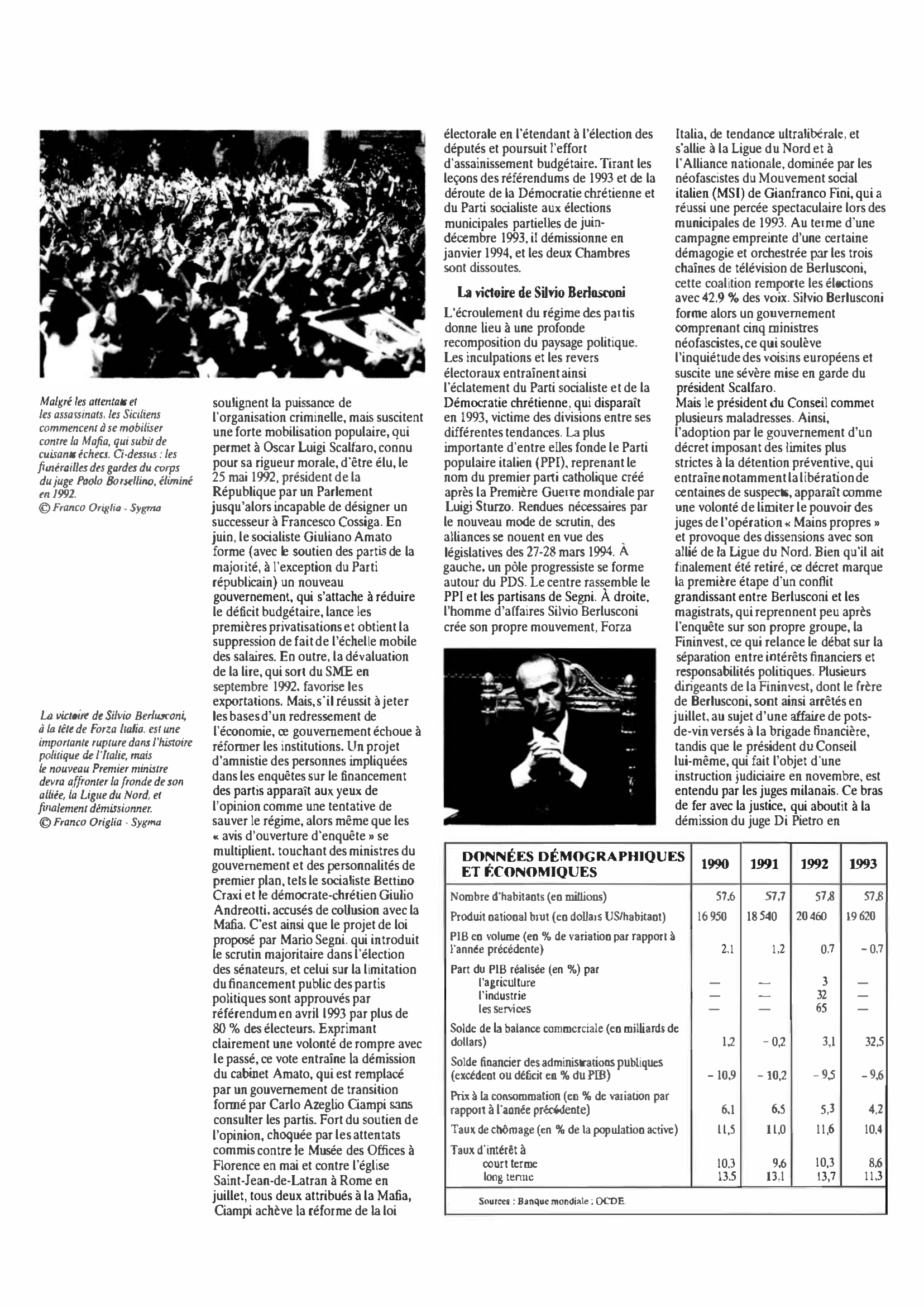 Prévisualisation du document Italie de 1990 à 1994 : Histoire