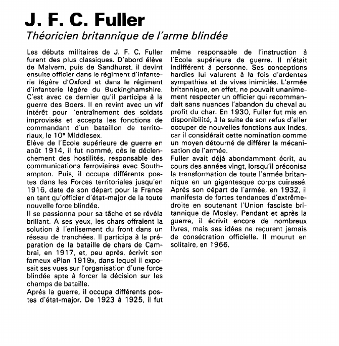 Prévisualisation du document J. F. C. Fuller (seconde guerre mondiale).Théoricien britannique de l'arme