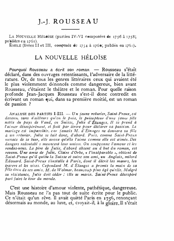 Prévisualisation du document J.-J. ROUSSEAU: La Nouvelle Héloïse et Emile