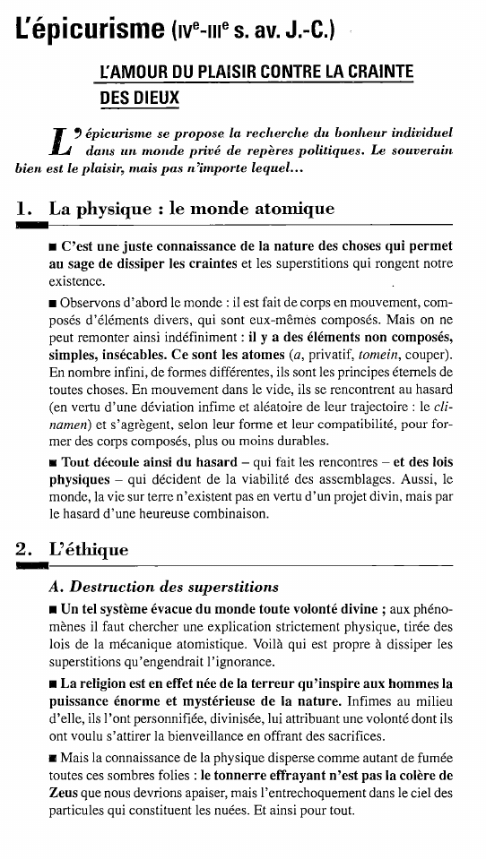 Prévisualisation du document J ~-p-~~-L!_~i~m-~ J1~~-1_1~~- s_. ~Y· ~~~~:)
rAMouR Du PLA1s1R coNTRE LA CRAINTE
DES DIEUX

L,

épicurisme se propose la recherche...