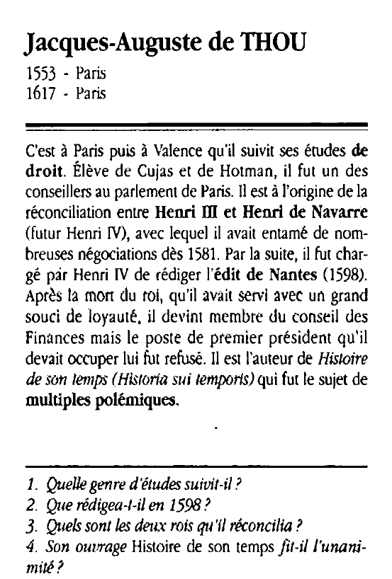 Prévisualisation du document Jacques-Auguste de THOU