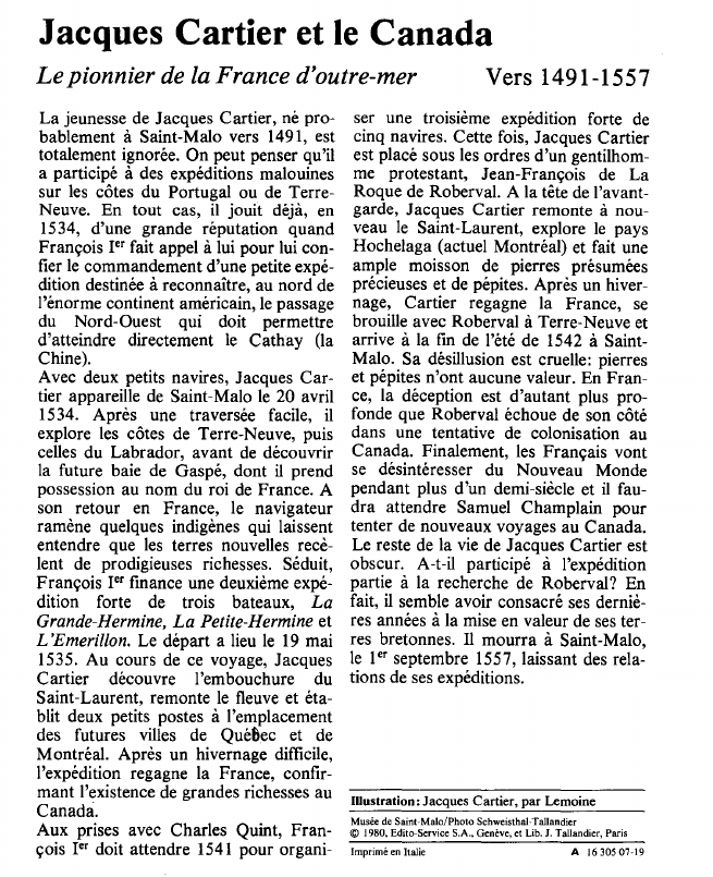 Prévisualisation du document Jacques Cartier et le CanadaLe pionnier de la France d'outre-mer.