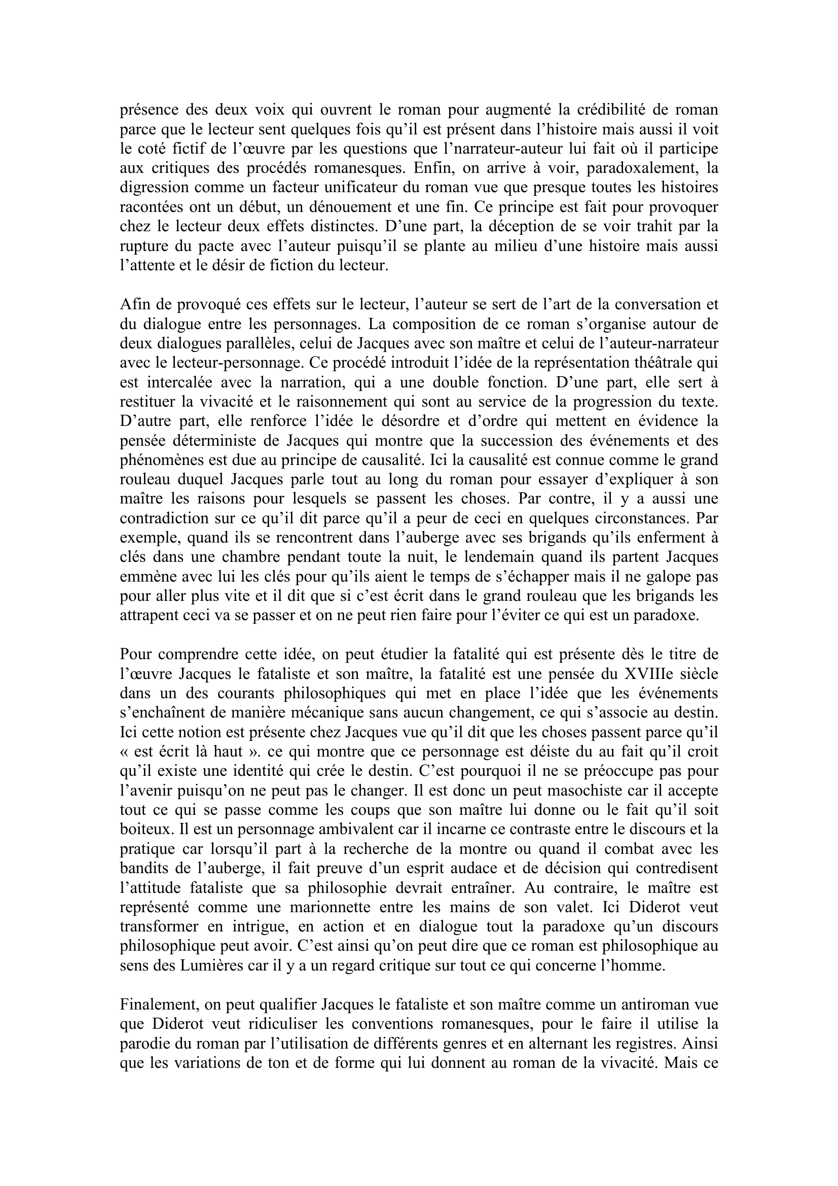 Prévisualisation du document Jacques le Fataliste de Diderot, un Roman de la Liberté ?