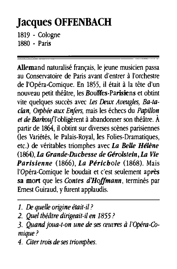 Prévisualisation du document Jacques OFFENBACH