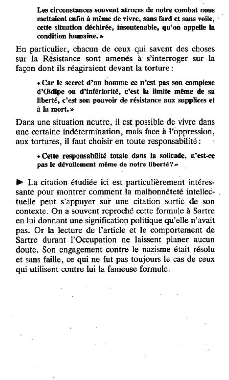 Prévisualisation du document Jamais nous n’avons été plus libres que sous l’occupation allemande Sartre