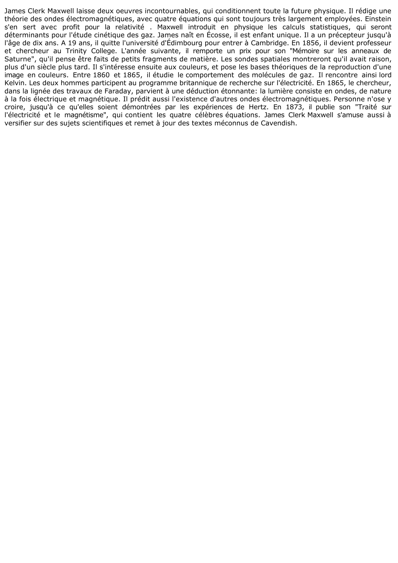 Prévisualisation du document James Clerk Maxwell (Sciences & Technique)