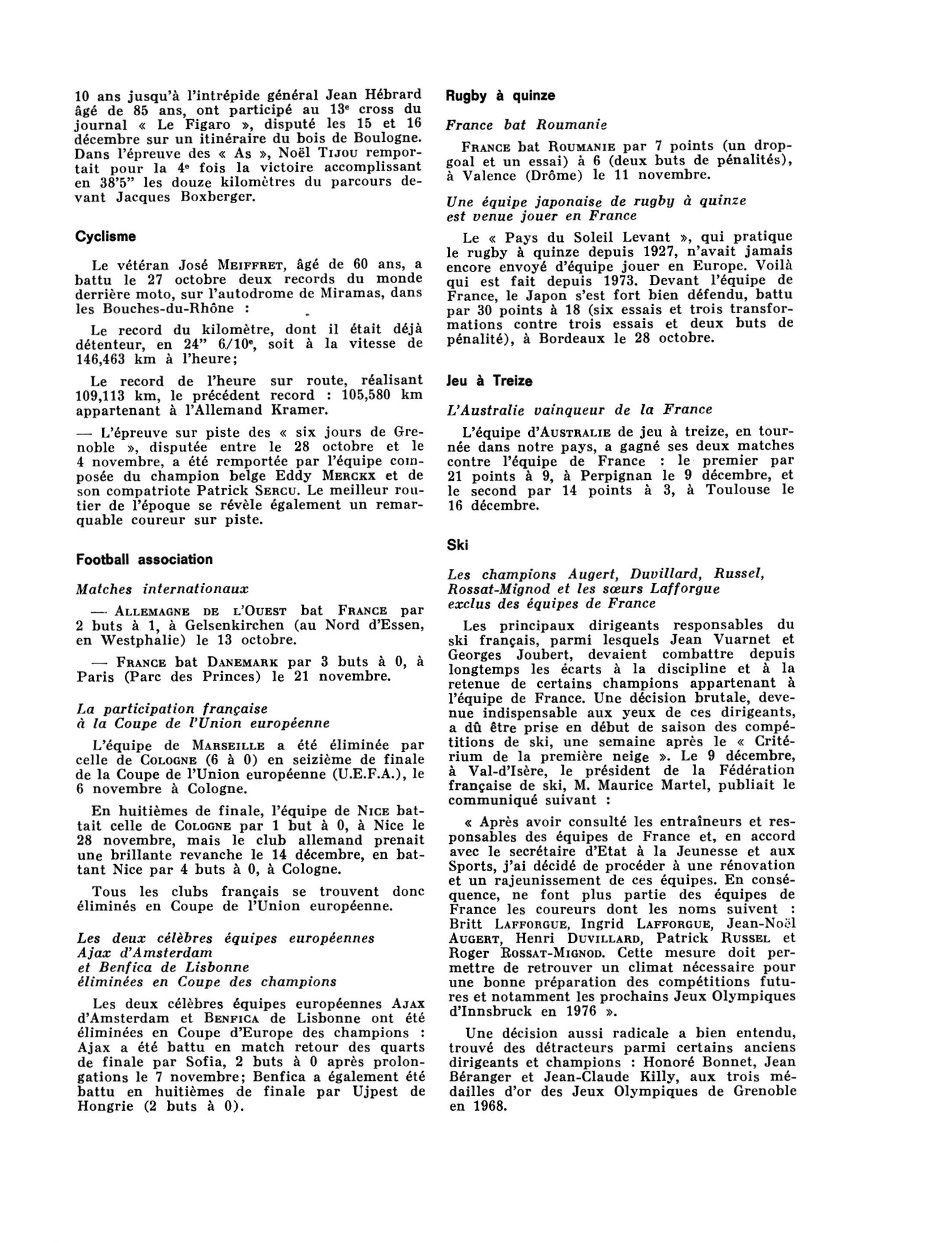 Prévisualisation du document Janvier 1974: Sports et Loisirs