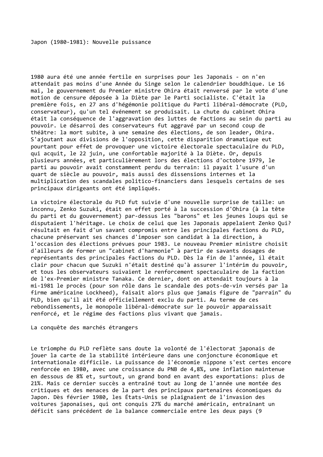Prévisualisation du document Japon (1980-1981): Nouvelle puissance