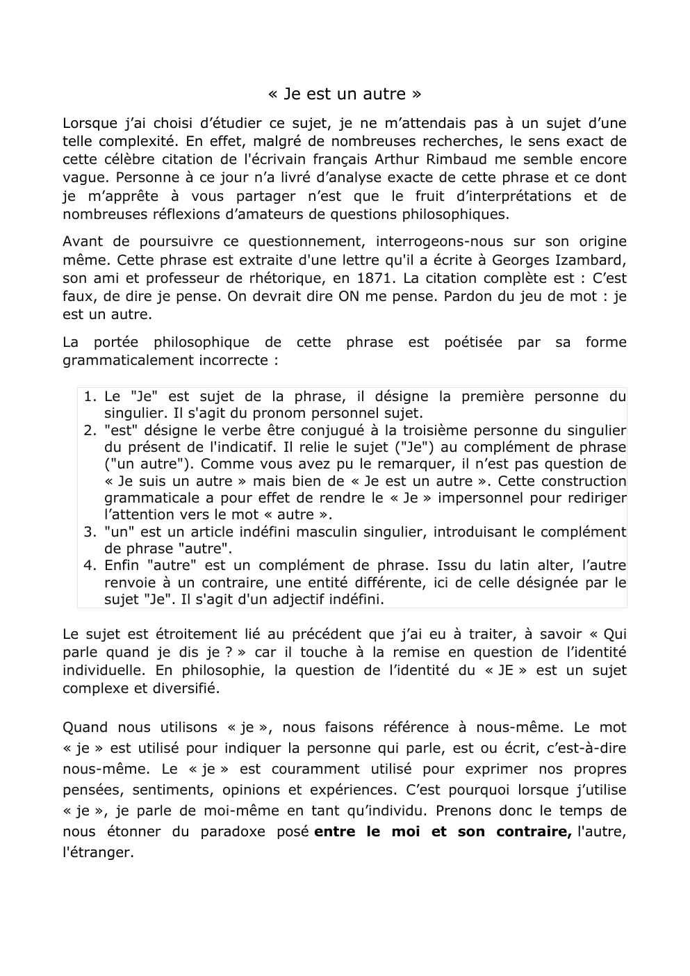 Prévisualisation du document Je est un autre