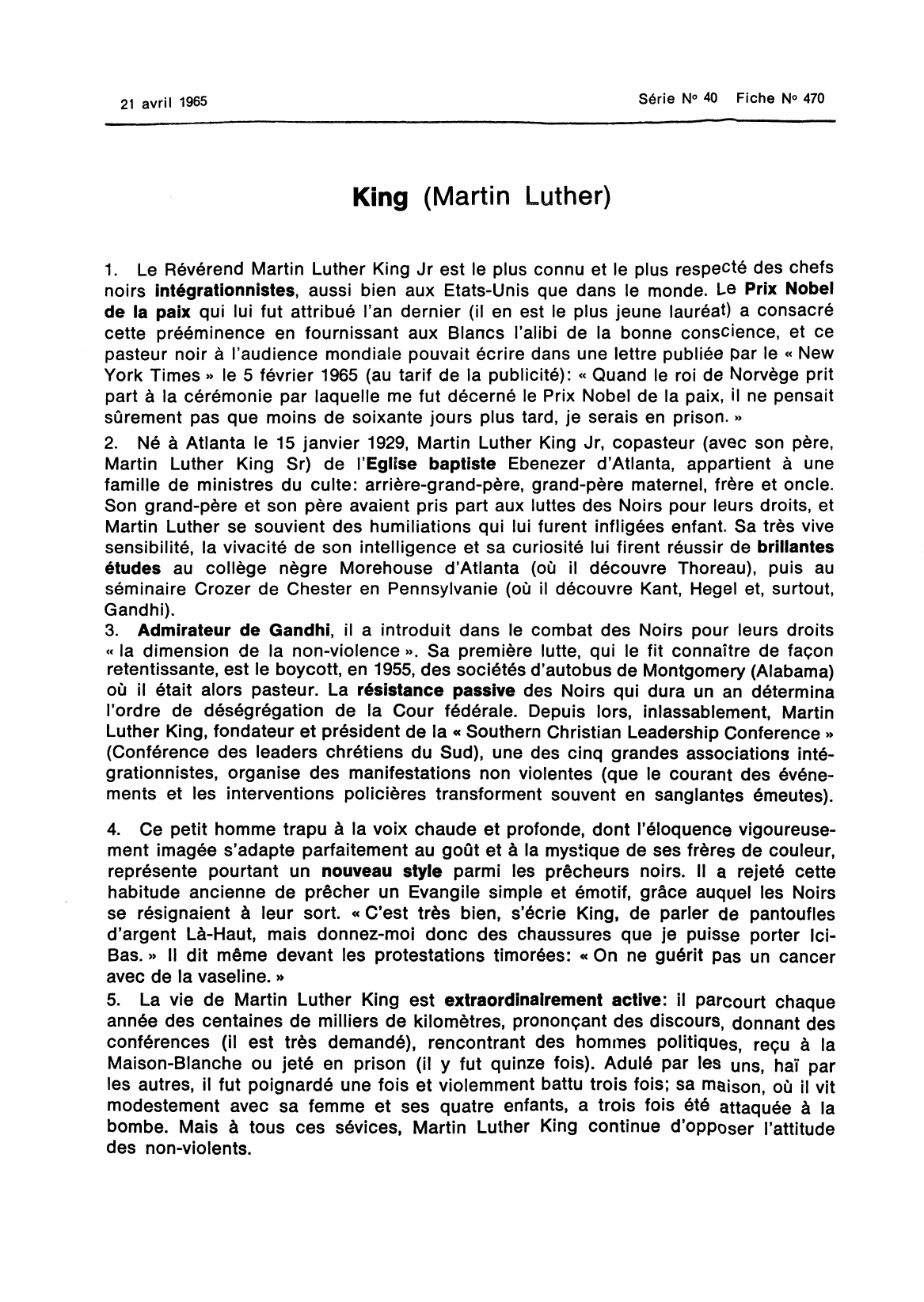 Prévisualisation du document « Je fais un rêve. » MARTIN LUTHER KING, en 1963. Commentez.