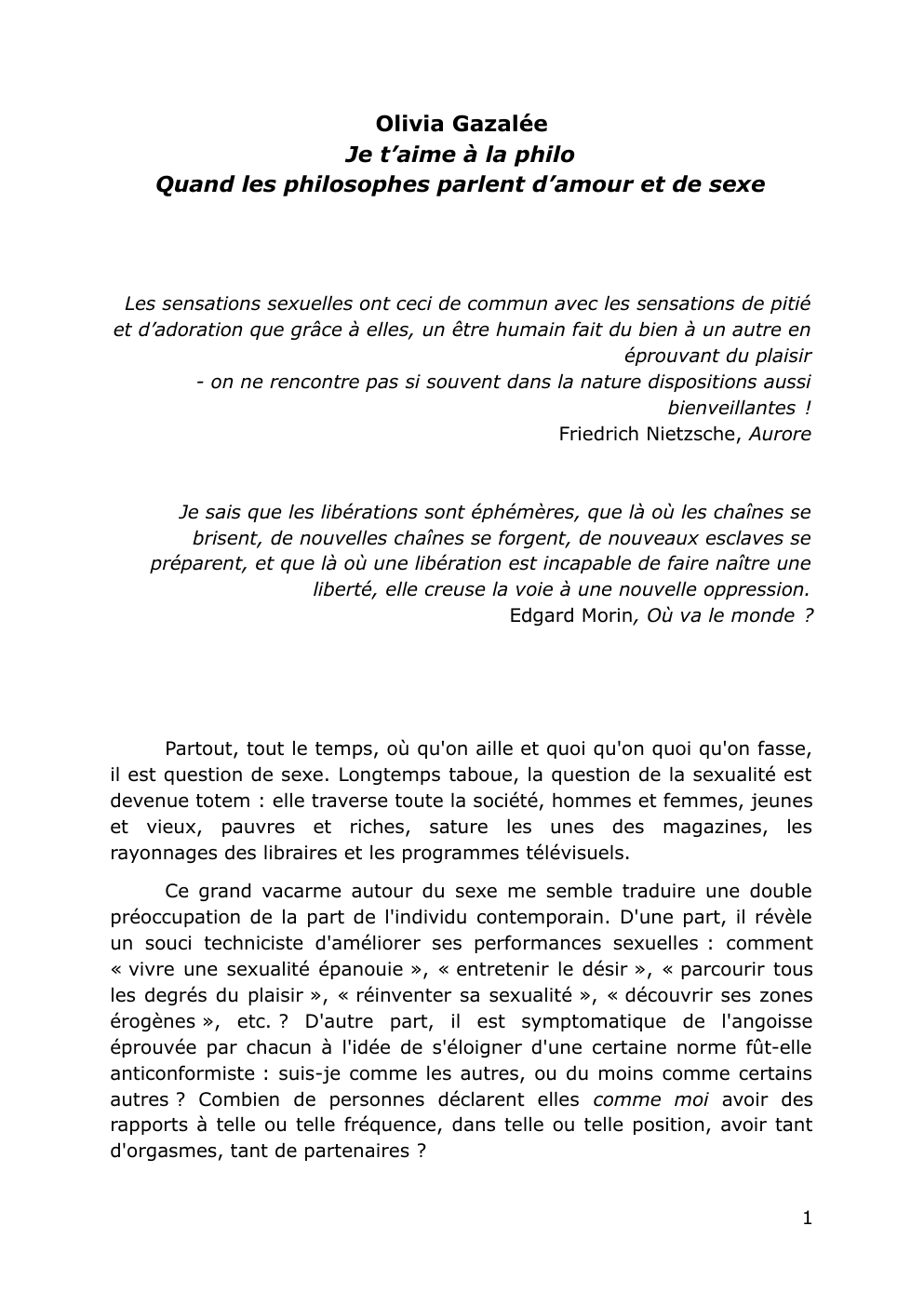 Prévisualisation du document Je t’aime à la philo Quand les philosophes parlent d’amour et de sexe