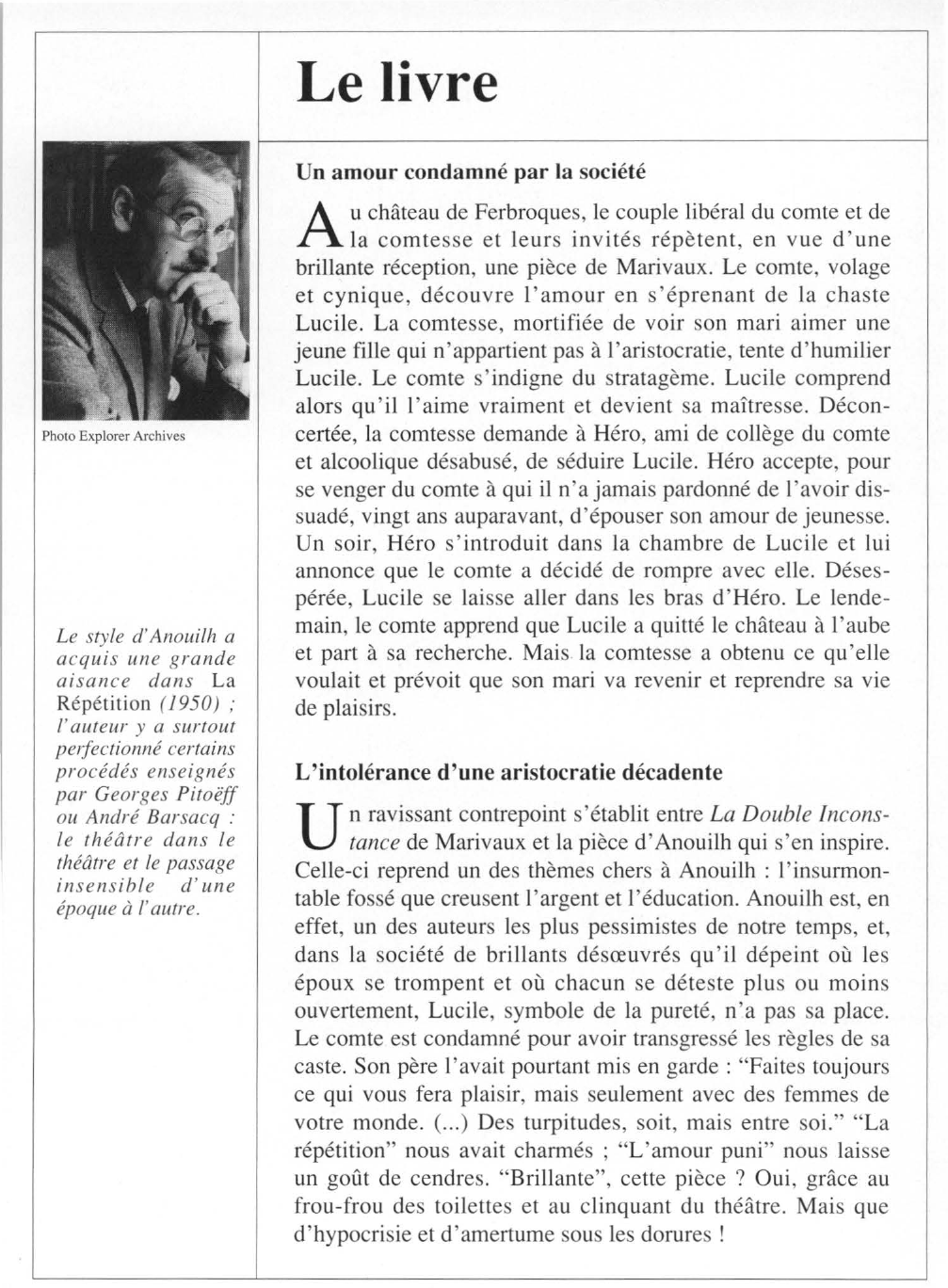 Prévisualisation du document Jean ANOUILH : La Répétition