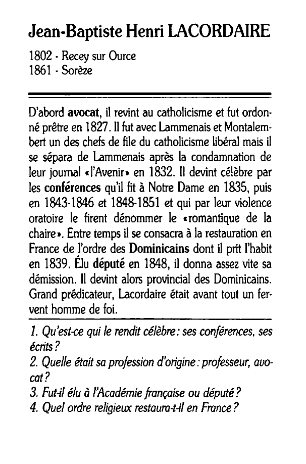 Prévisualisation du document Jean-Baptiste Henri LACORDAIRE