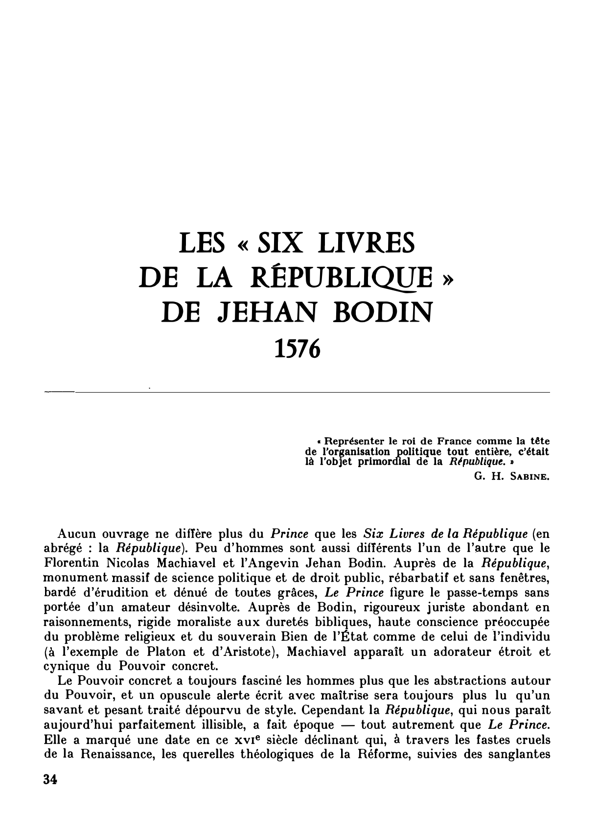Prévisualisation du document Jean Bodin (1530-1596) - L'auteur de «La République»