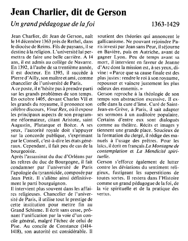 Prévisualisation du document Jean Charlier, dit de GersonUn grand pédagogue de la foi.