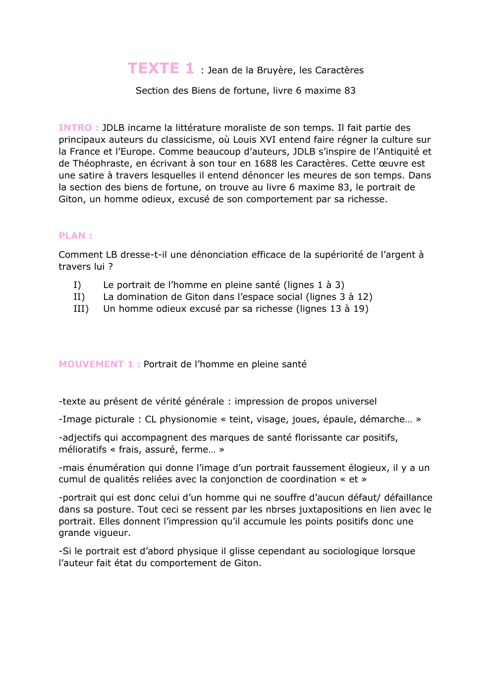 Prévisualisation du document Jean de la Bruyère, les Caractères  Section des Biens de fortune, livre 6 maxime 83