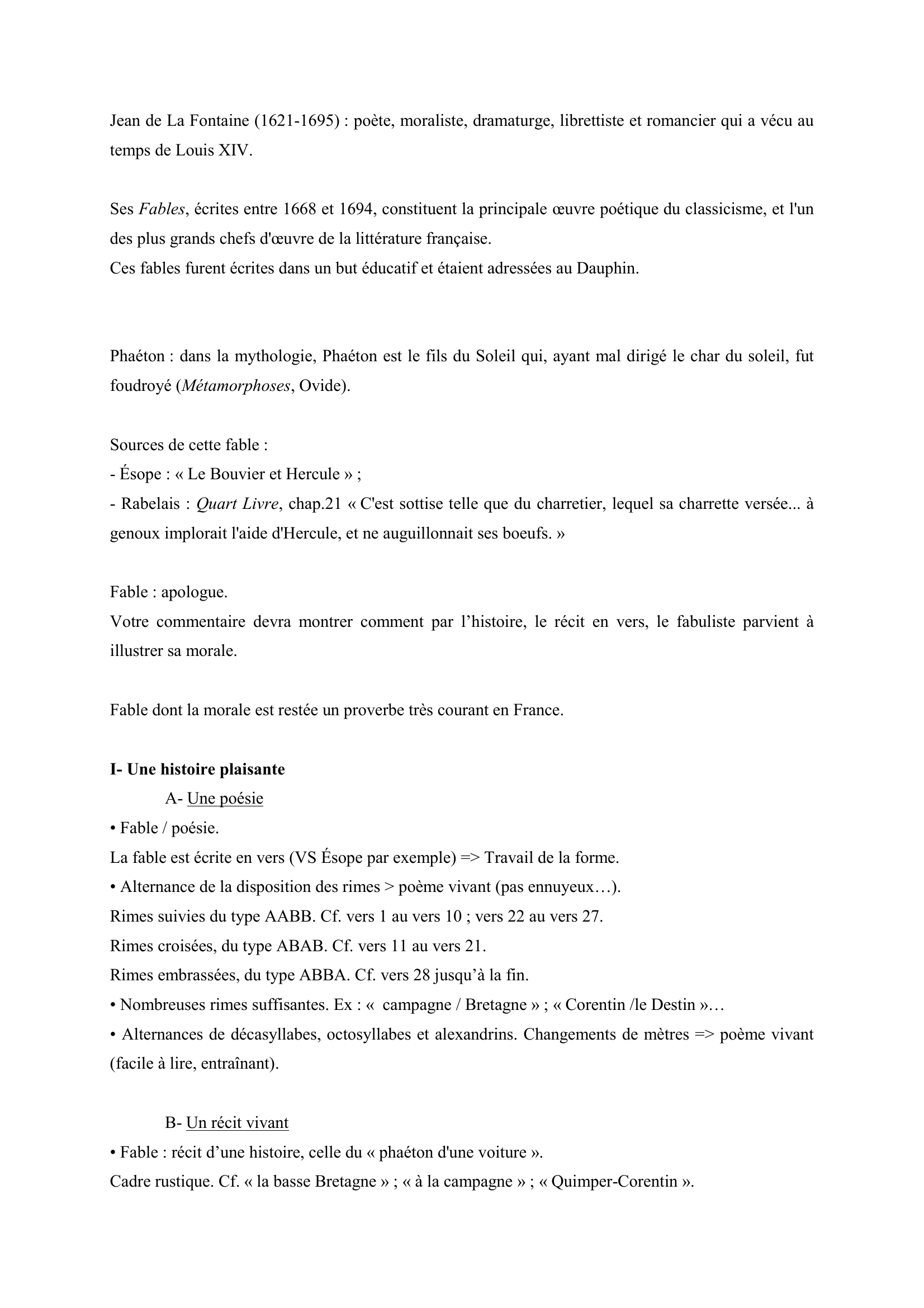 Prévisualisation du document Jean de La Fontaine, Fables, Livre VI, Fable 18, « Le Chartier embourbé ». Extrait commenté