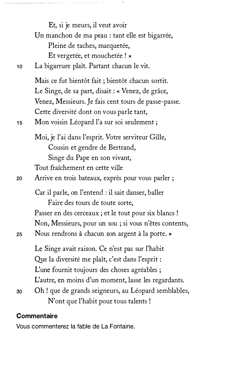 Prévisualisation du document Jean de La Fontaine, « Le Singe et le Léopard », Fables, livre IX (commentaire)
