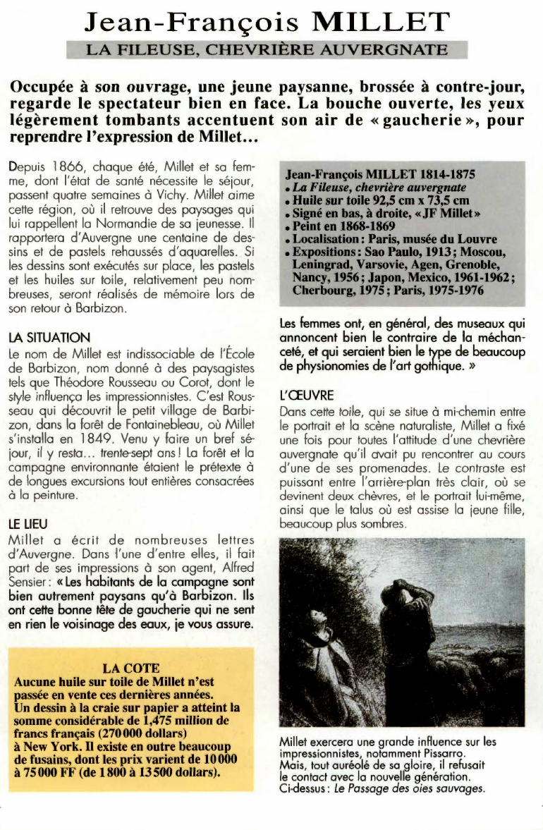 Prévisualisation du document Jean-François MILLET:LA FILEUSE, CHEVRIÈRE AUVERGNATE.