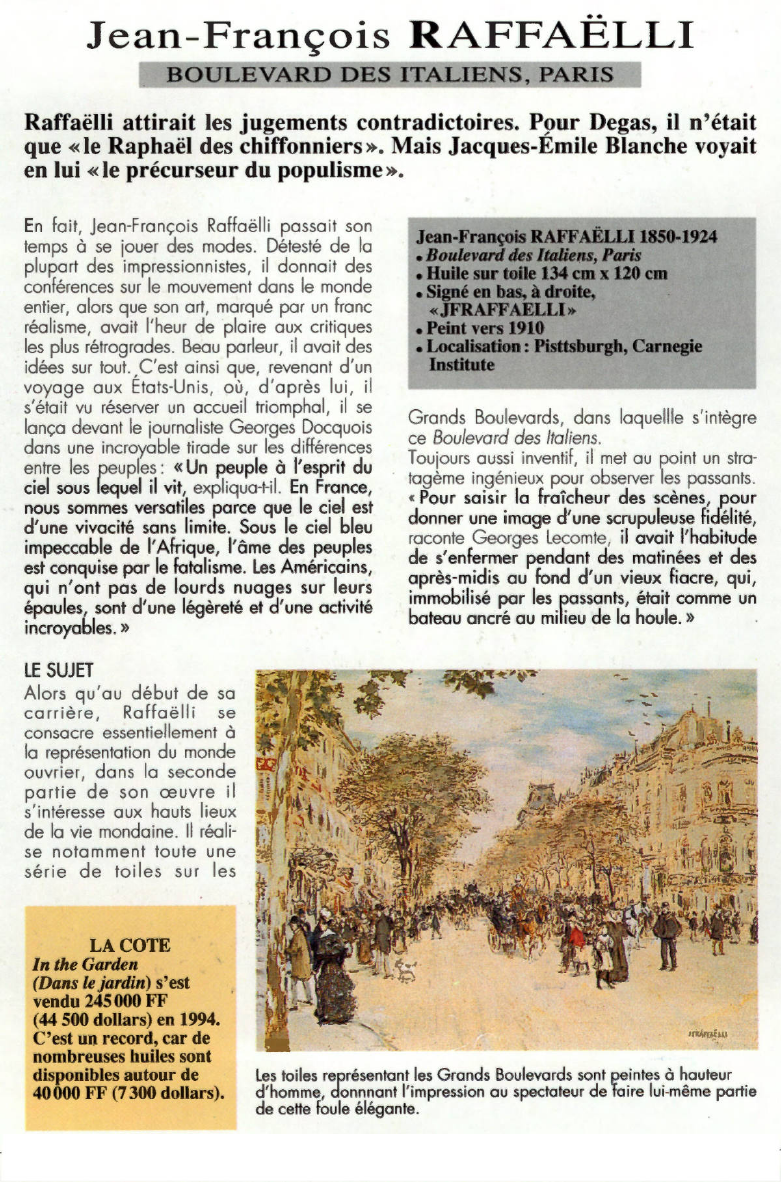 Prévisualisation du document Jean-François RAFFAËLLI:BOULEVARD DES ITALIENS, PARIS.