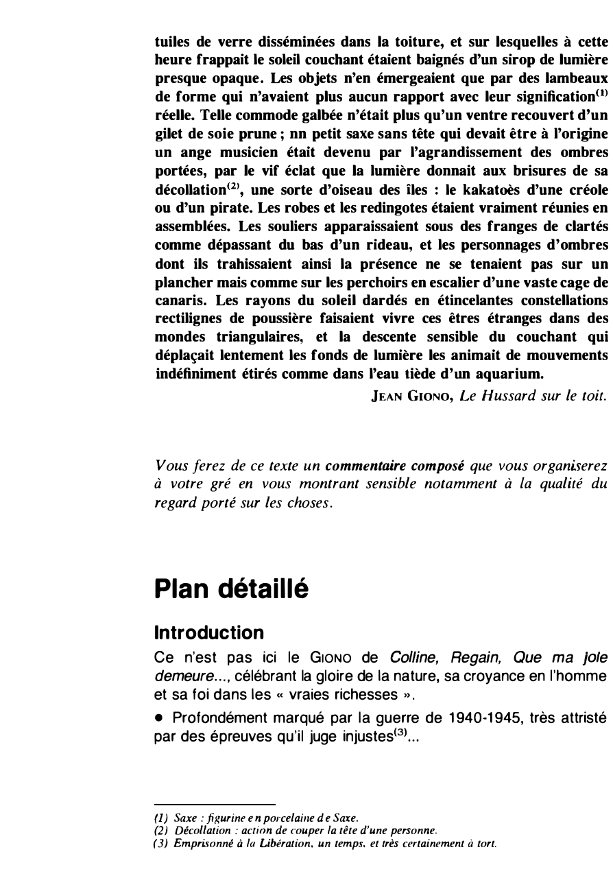 Prévisualisation du document Jean Giono, Le Hussard sur le toit. Commentaire