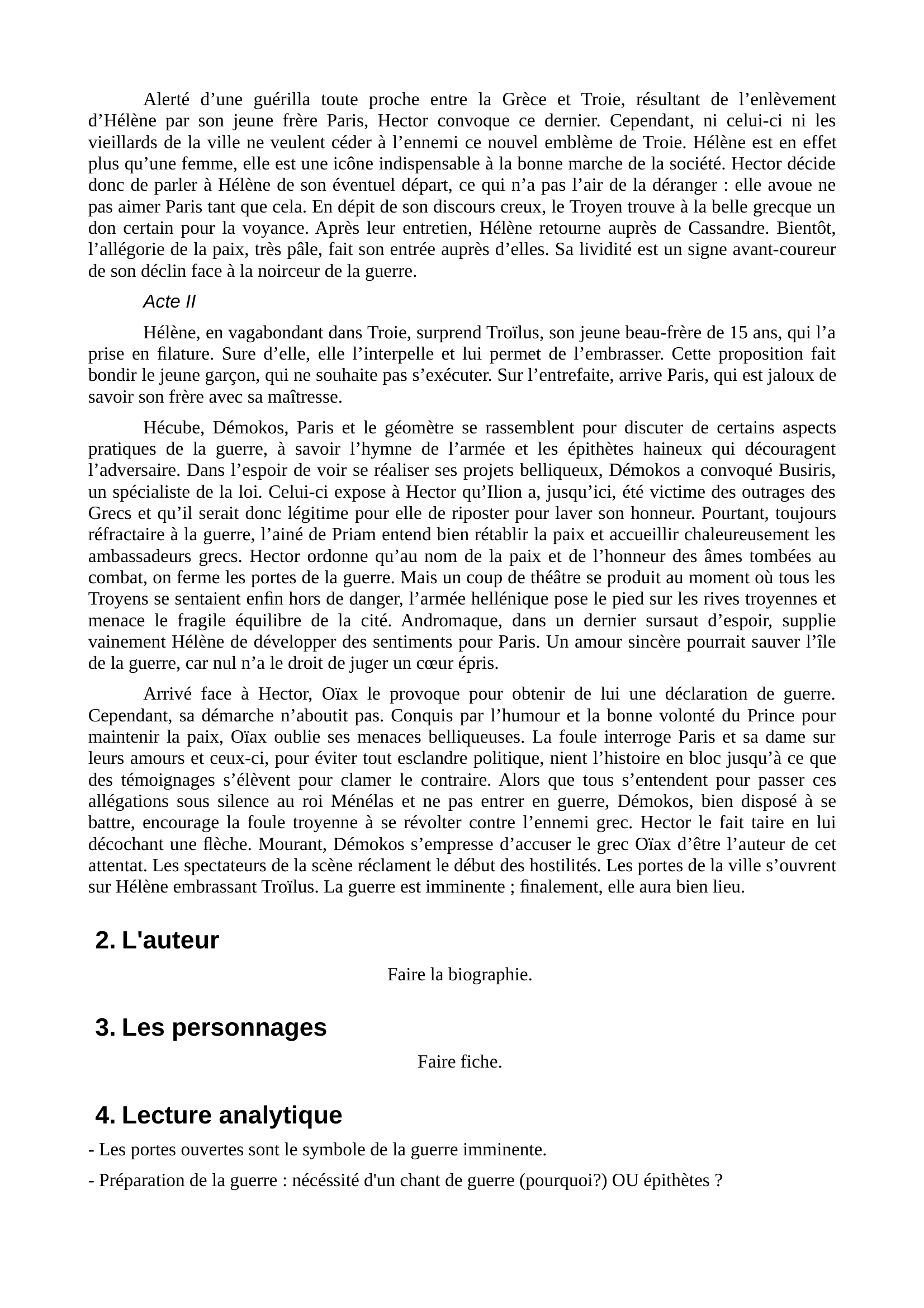 Prévisualisation du document Jean Giraudoux la guerre de troie n'aura pas lieu, résumé