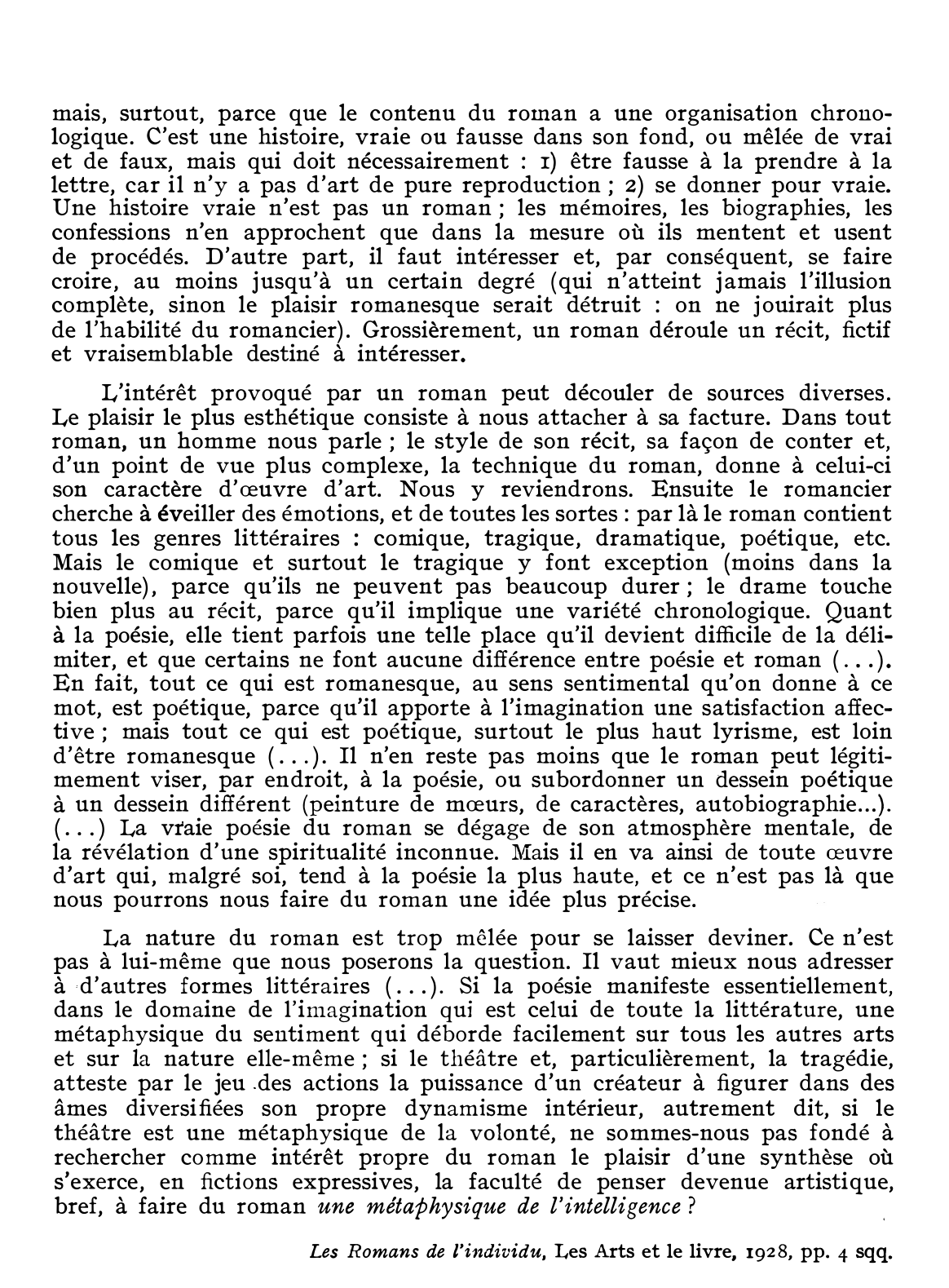 Prévisualisation du document Jean HYTIER (né en 1899)  Essai de définition du roman