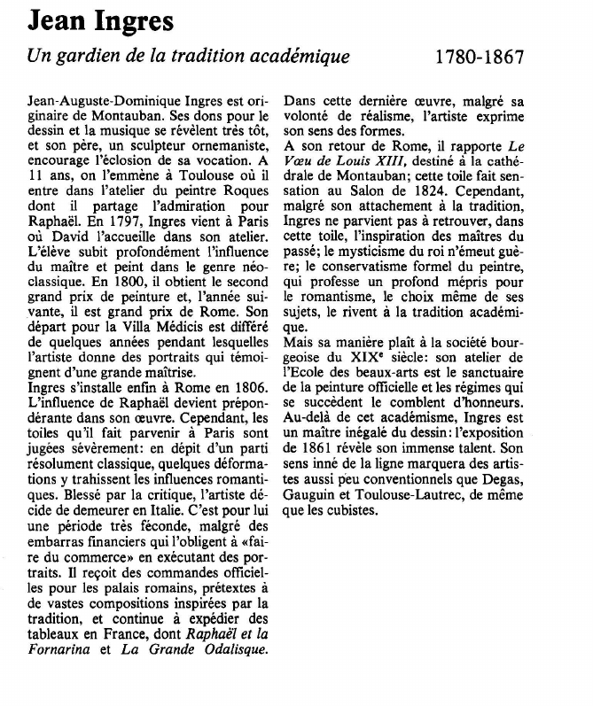 Prévisualisation du document Jean IngresUn gardien de la tradition académique.