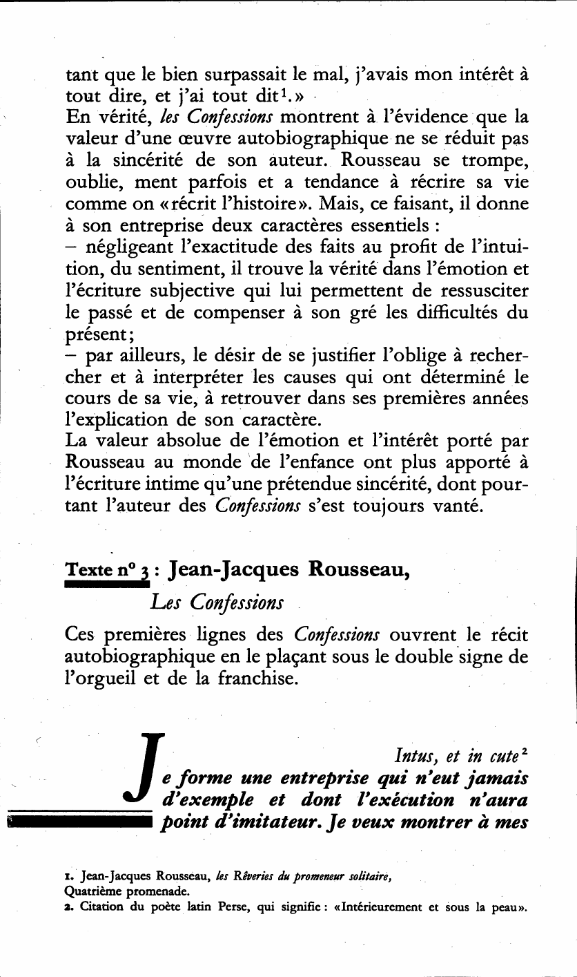 Prévisualisation du document Jean-Jacques Rousseau (1712-1778)  DE LA Sincérité: Les Confessions, 1re partie, Livre I