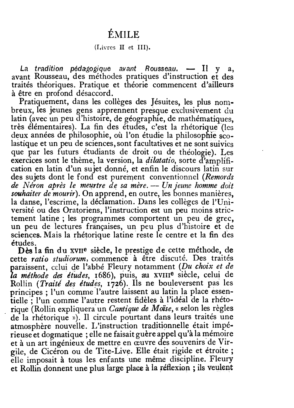 Prévisualisation du document 	JEAN-JACQUES ROUSSEAU : EMILE (Résumé & Analyse)