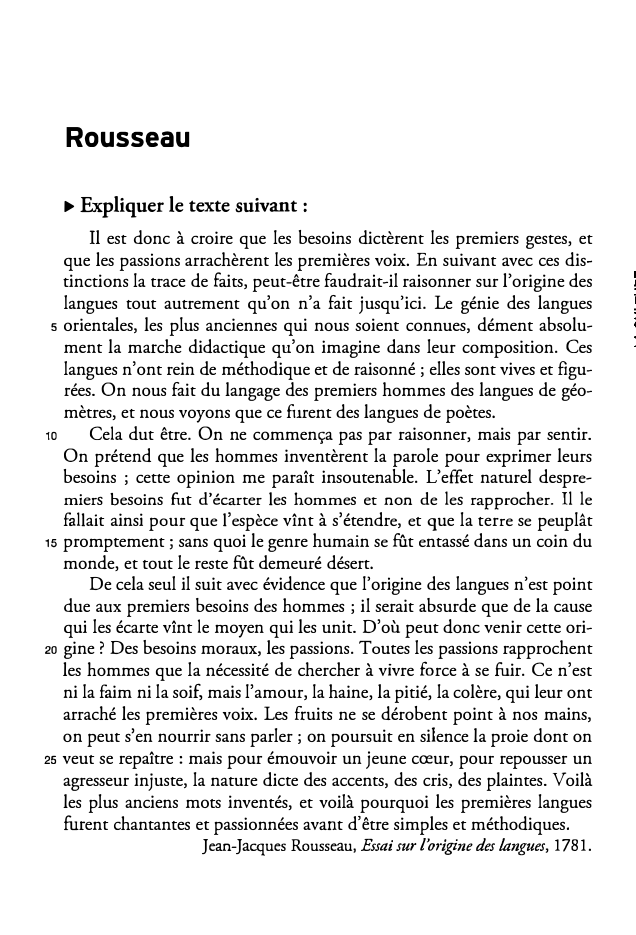 Prévisualisation du document Jean-Jacques Rousseau, Essai sur l'origine des langues, commentaire
