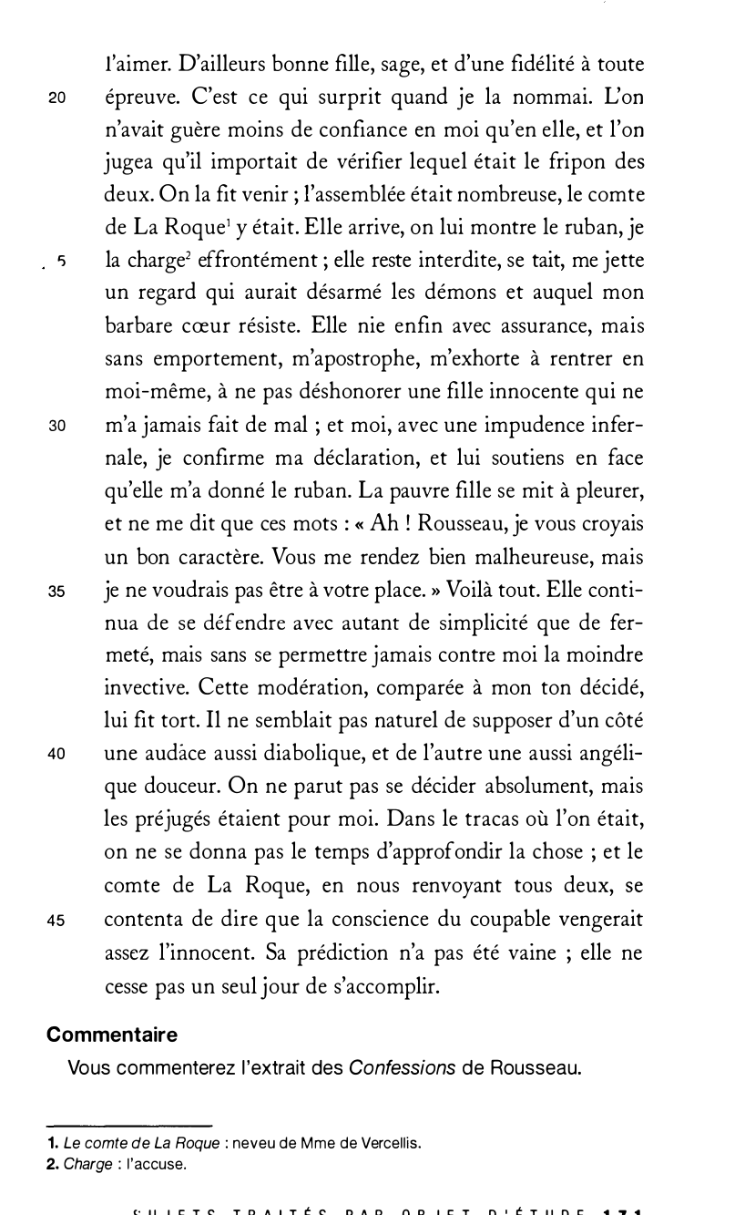 Prévisualisation du document Jean Jacques Rousseau, Le vol du ruban, Les Confessions, Livre second