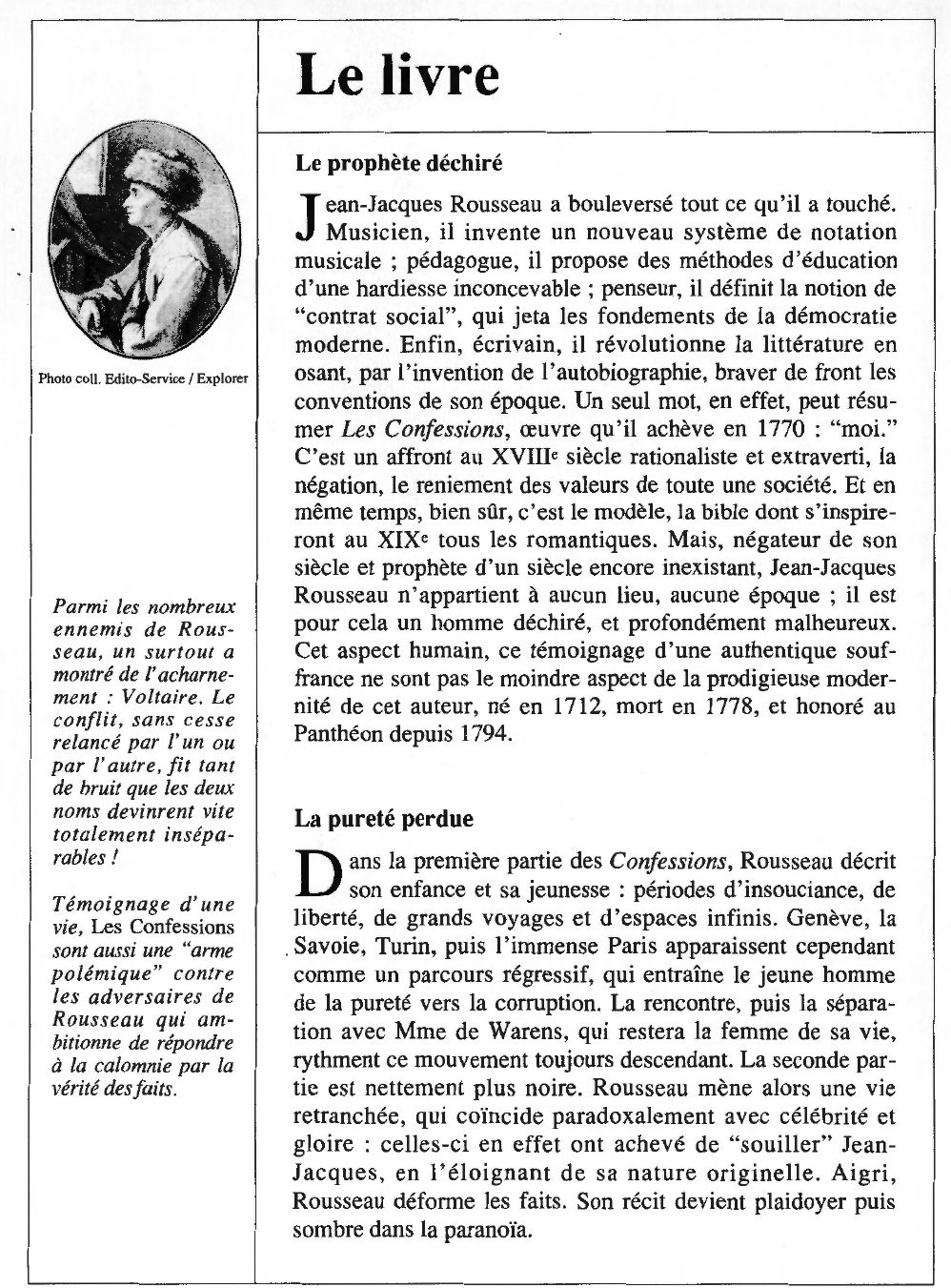 Prévisualisation du document Jean-Jacques ROUSSEAU : Les Confessions