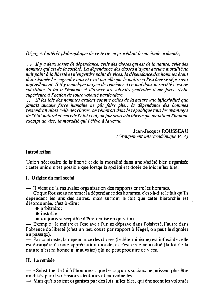 Prévisualisation du document Jean-Jacques ROUSSEAU: Liberté et moralité