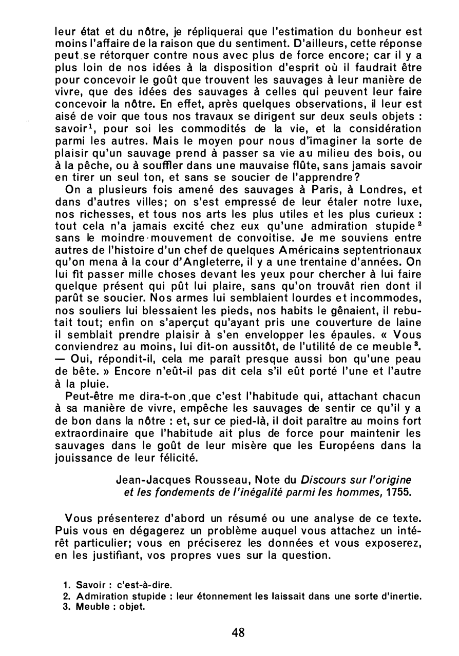 Prévisualisation du document Jean-Jacques Rousseau, Note du Discours sur l'origine et les fondements de l'inégalité parmi les hommes, 1755.