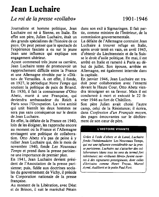 Prévisualisation du document Jean LuchaireLe roi de la presse «collabo».